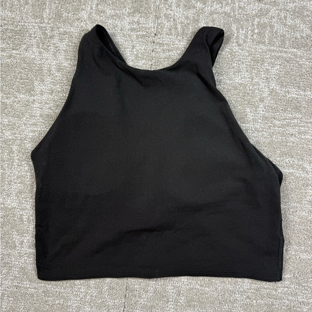 Athleta Black High Neck Crop Top Sports Bra Active Work Out Women Size Small
